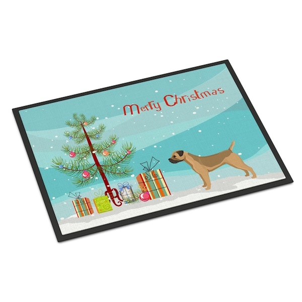 Carolines Treasures 24 x 36 in. Border Terrier Christmas Tree Indoor or Outdoor Mat CK3523JMAT - main